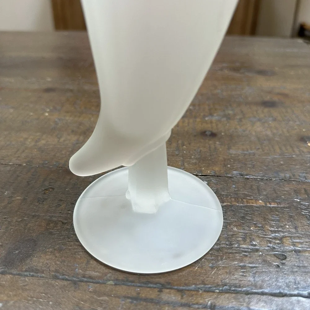 Set of 4 Frosted Glass Viking Horn Goblets Footed‎ Medieval Barware 8